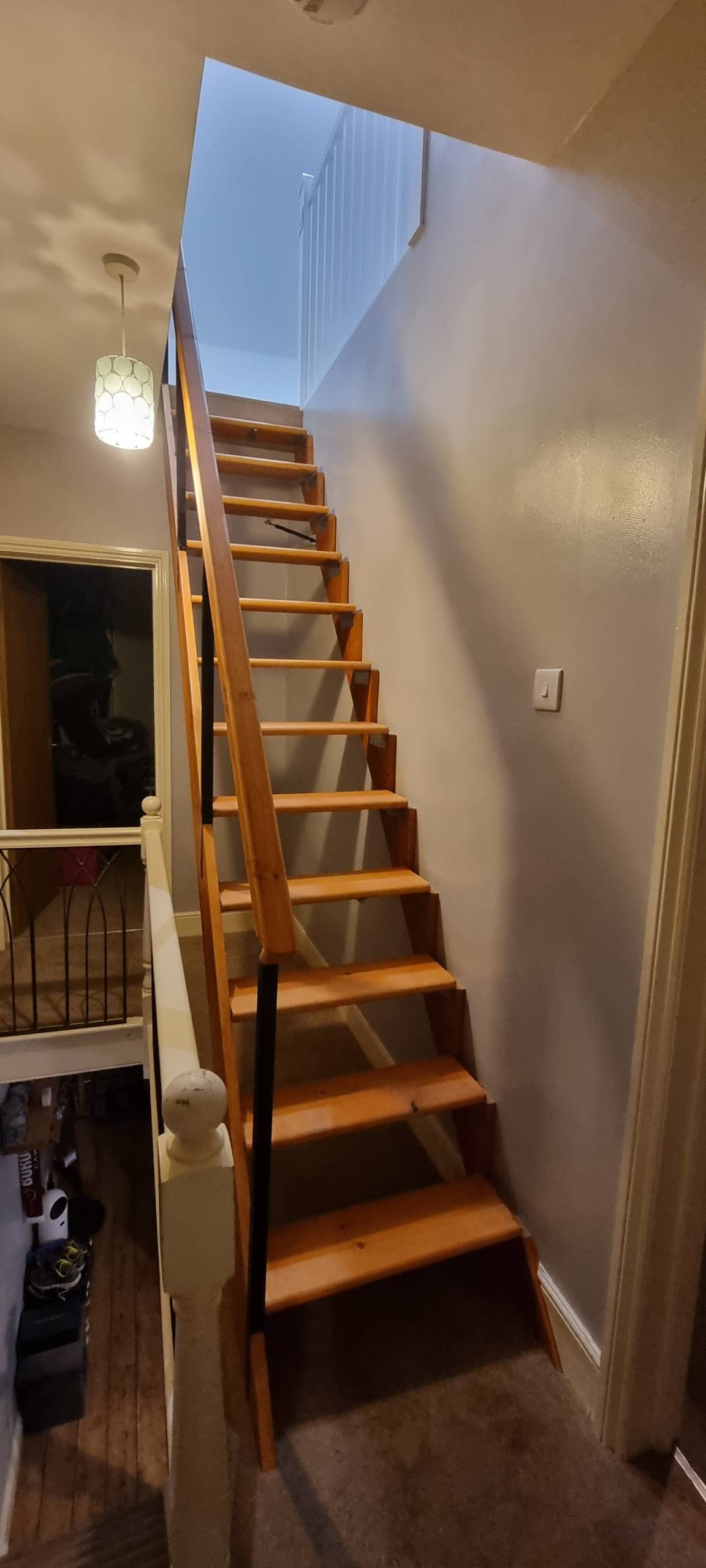 Loft conversion staircase before finishing