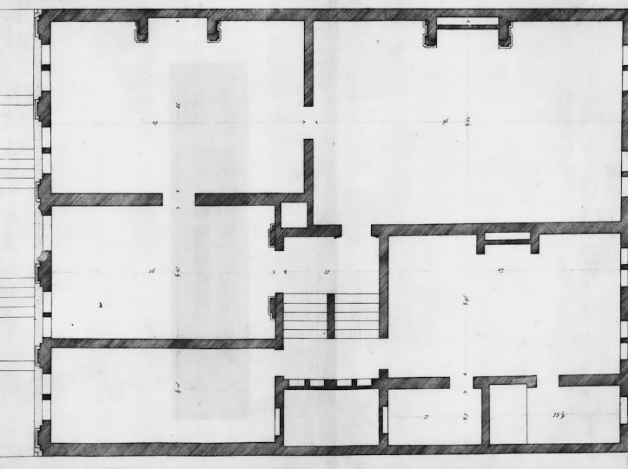 Hand-drawn floor plan sketch of a house