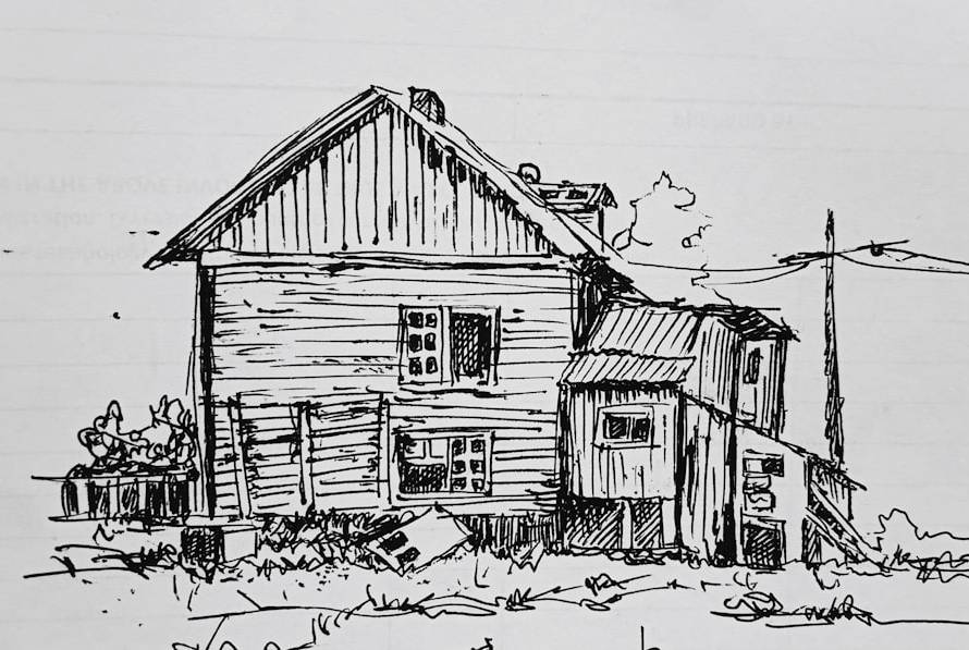 Pen sketch drawing, architectural planning